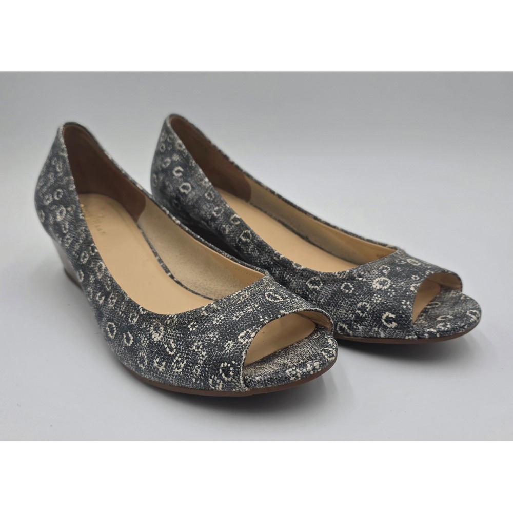 Cole Haan Nike Air Peep Toe Wedge Heels Grey White Women's 9B